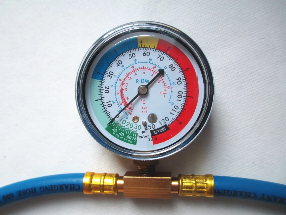 

R134A Refrigerant Recharge Hose with Charging Pipe Hose Measuring Gauge PSI KPA