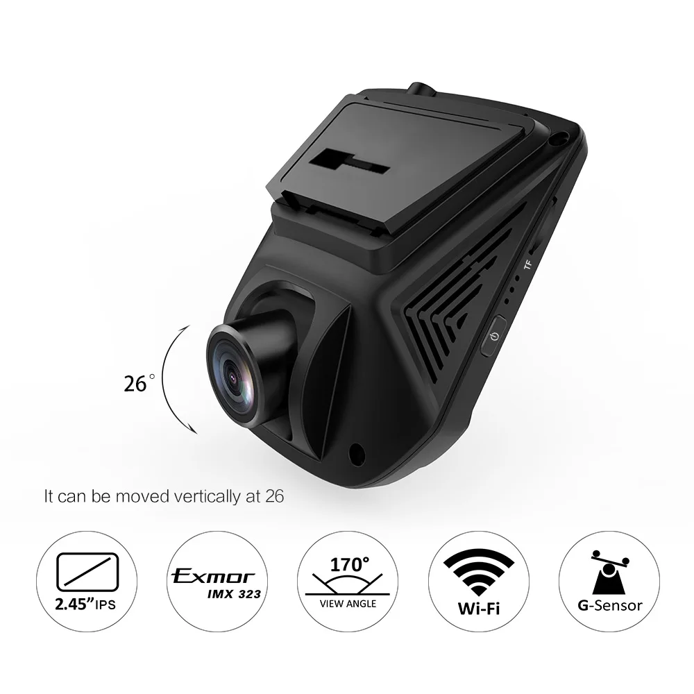 Автомобильный видеорегистратор AZDOME A305 WiFi Novatek 96658 Full HD1080P автомобильная камера 2 45