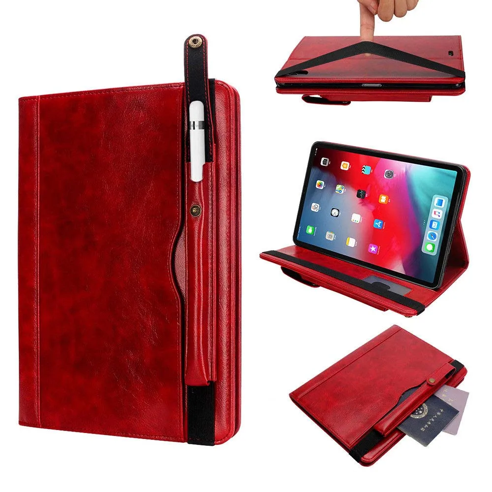Untra-тонкий роскошный чехол из искусственной кожи для Apple iPad Pro 11 12,9 дюймов, деловой Чехол-книжка с подставкой для планшета, чехол с карандашом+ пленка