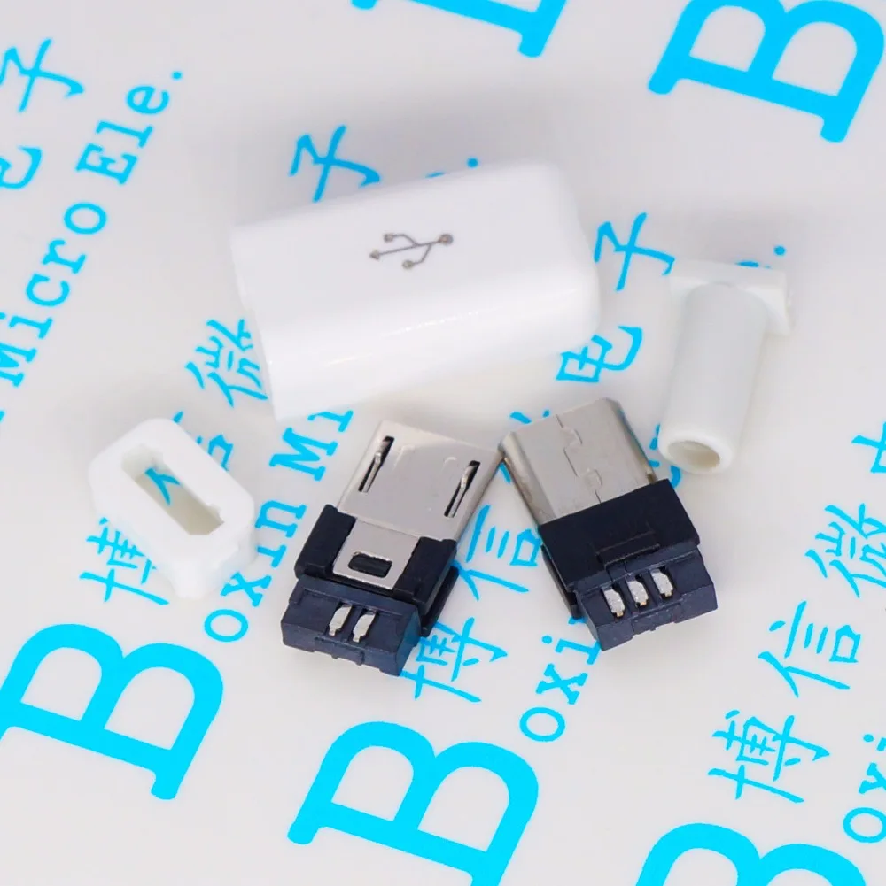100 шт. DIY Micro USB Тип B штекер 5pin четыре в сборе разъем штепсельная вилка AQJG|connector| |