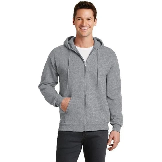Port & Company PC78ZH Mens Core Fleece Full-Zip Hooded Sweatshirt Athletic Heather - Medium
