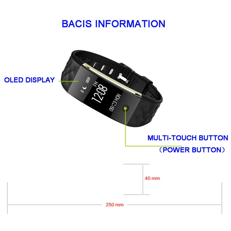 S2, Блютуз, умный Браслет, монитор сердечного ритма IP67 Водонепроницаемый Smartband Смарт Браслет для IOS и Android телефон