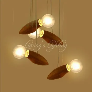 

Bird Wooden Modern Creative Cartoon Bee Lamp Balcony Small Wood Loft Pendant Lamp Cord Loft Hanging Light G80 Bulb Stairs