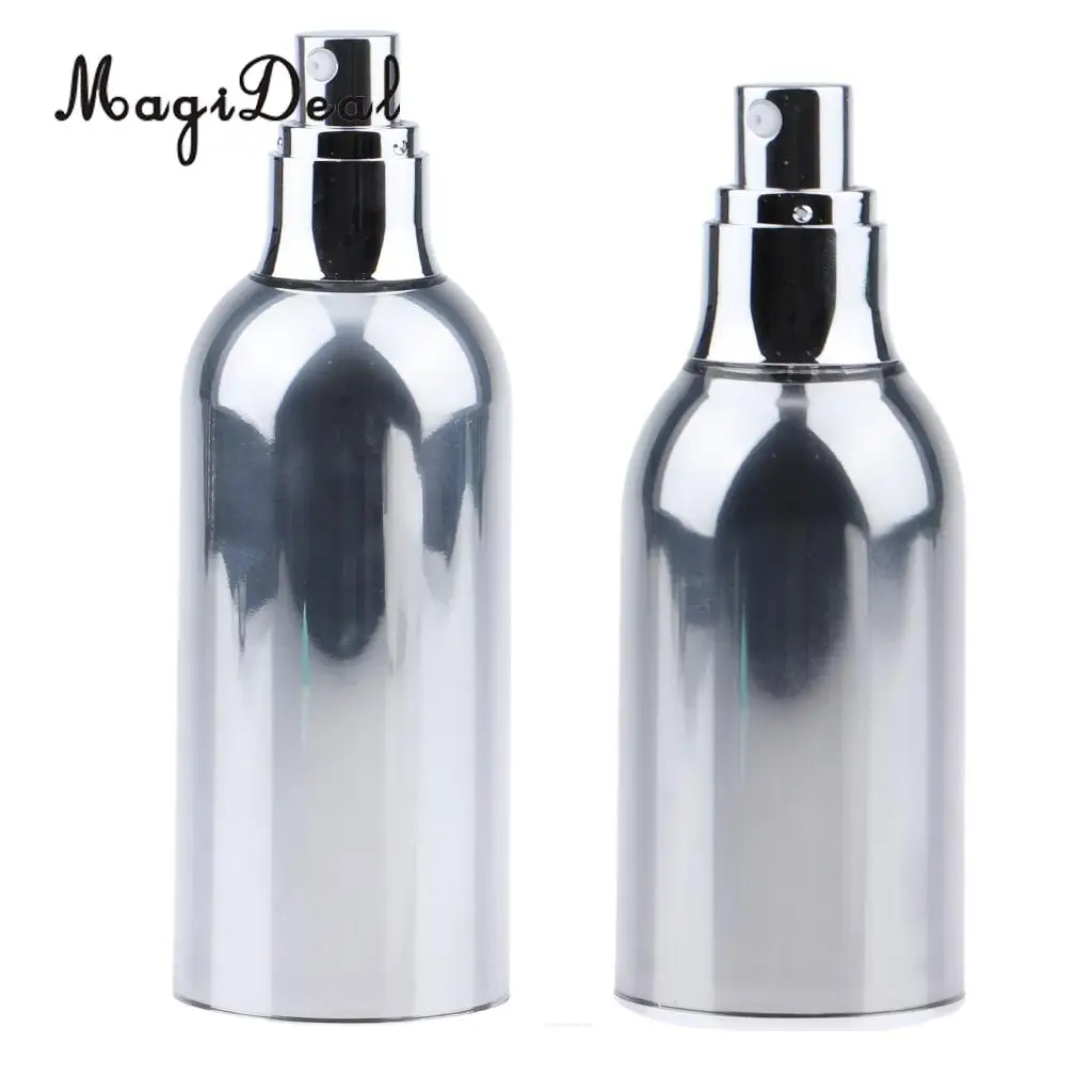 Kesoto 2x Empty Face Makeup Cream Container Airless Pump Spray Bottle Sample Bottle 100ml with 50ml