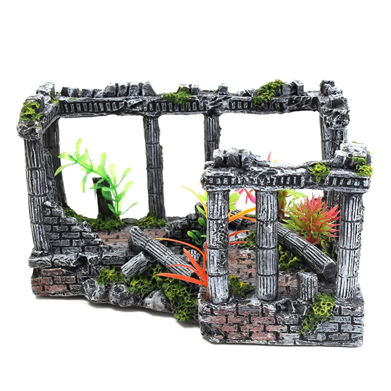 Artificial World Of Fish Tank Ancient Roman Column Ruins European Castle Ornament For Aquarium Decorations Reptile Box Landscape5