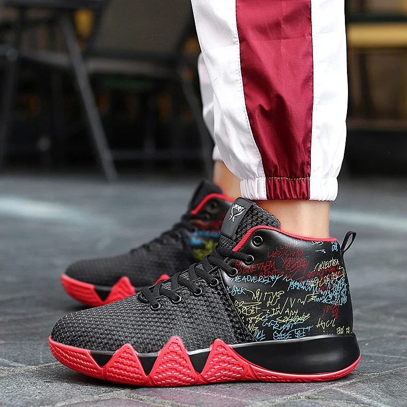 

2018 Mens Basketball Sneakers Comfortable Training Shoes Boy Non-Slip Male High Top Basketball Shoes Red Black Men Basketball