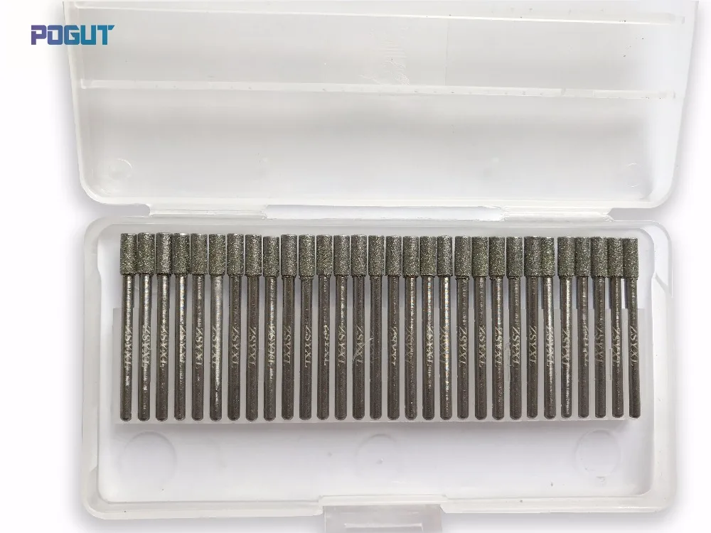 Diamond Cylindrical Burs Set DREMEL 4mm Head 3mm Shank Rotary Tool Drill Bit for grinding jade, stone, marble, glass