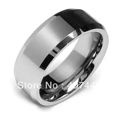 

20pcs/Lot Wholesales Free Shipping USA Hot Selling Beveled Edge Center Comfort Fit High Polished Tungsten 8mm Wedding Band Ring