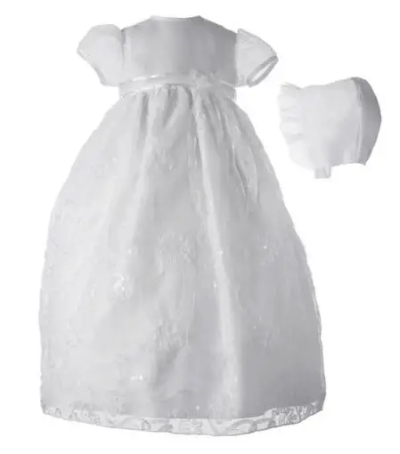

High Quality Custom Unisex Baby Christening Dress Baptism Gown White/Ivory Lace Baby Party Dress 0-24Month