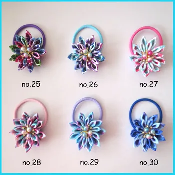 

20 BLESSING Women Girl Fashion Gerbera Pearl Grosgrain Hair Elastic Wholesale