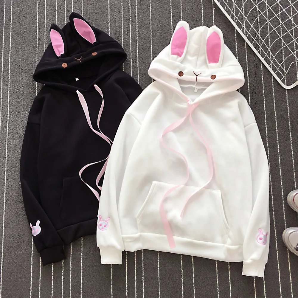 

Uguest Cute Rabbit Hoodie Oversize Hoodie Sweatshirts Women Long Sleeve Pockets Embroidery Pullovers Plus Size Sweatshirt Winter