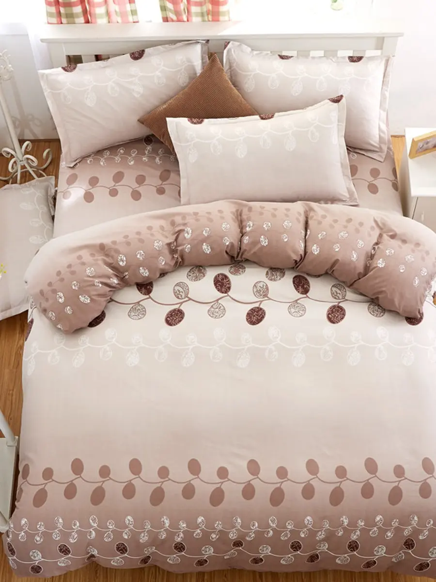 

3/4Pcs Duvet Cover Set Pastoral Style Simple Leaf Pattern Skin-Friendly Bedding Set