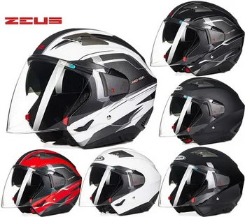 

design brands ZEUS double lens motorcycle helmet half face motorbike biker four seasons safety helmets for man women ZS-611e