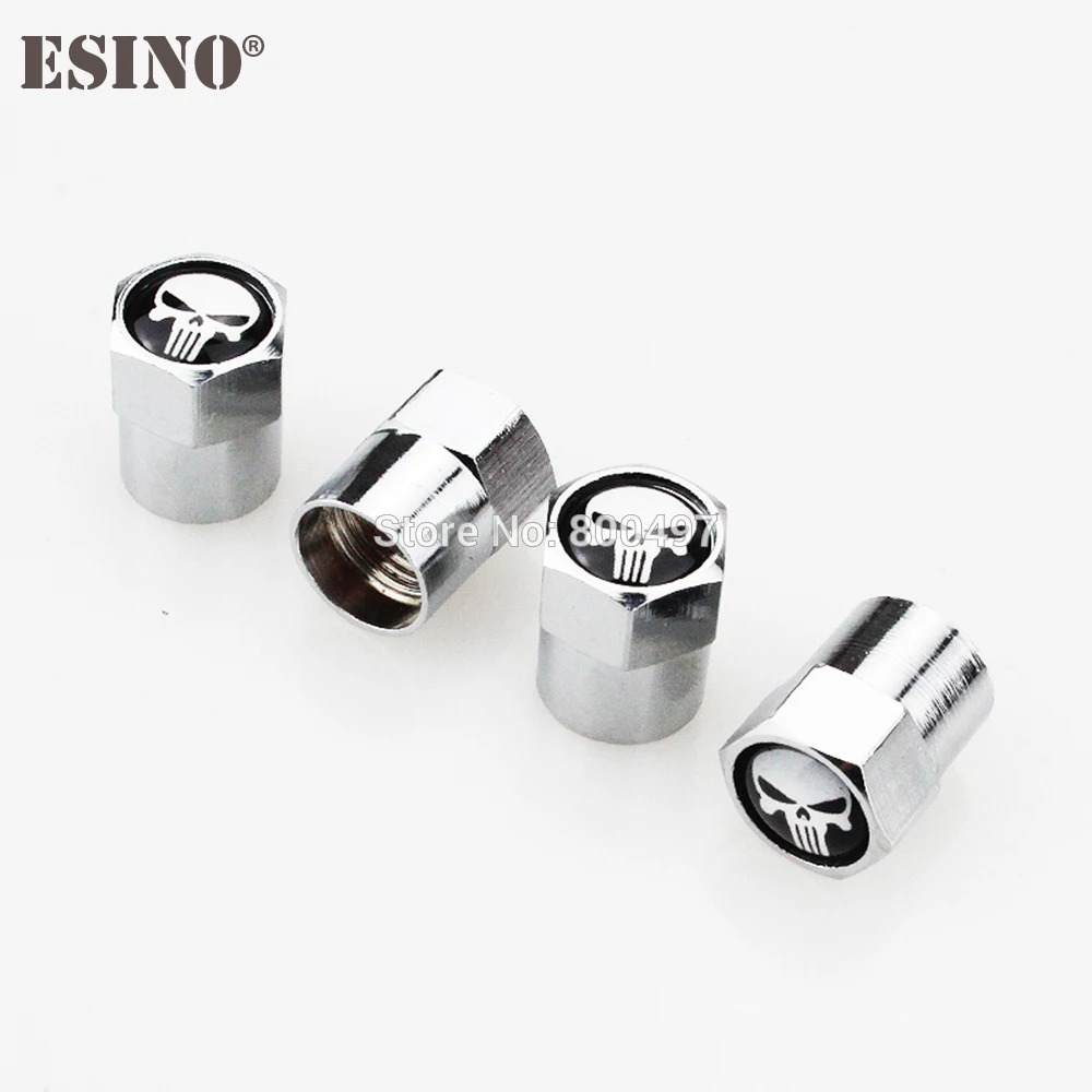 

4 x Car Styling Stainless Zinc Alloy The Punisher Skull Car Tire Valve Caps Wheel Tires Valves Tyre Stem Air Cap Airtight Covers