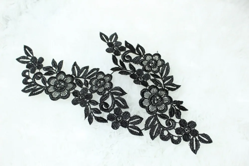 black lace applique wedding decoration venice lace applique High