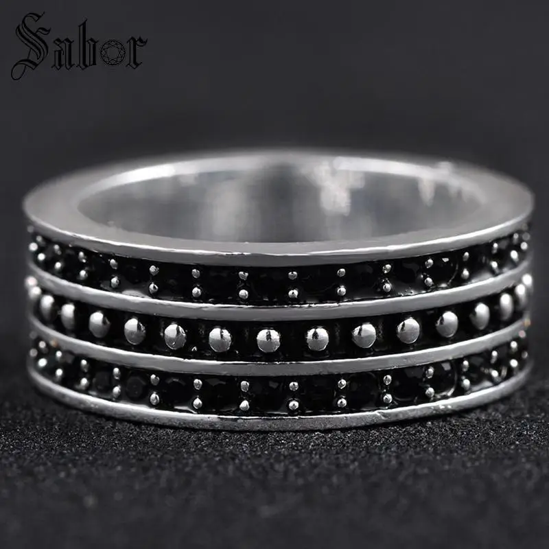 

Wedding Jewelry Top Quality Two Rows Black Crystal mens Ring Jewelry Free Shipping 925 Sterling Silver thomas jewellery womens