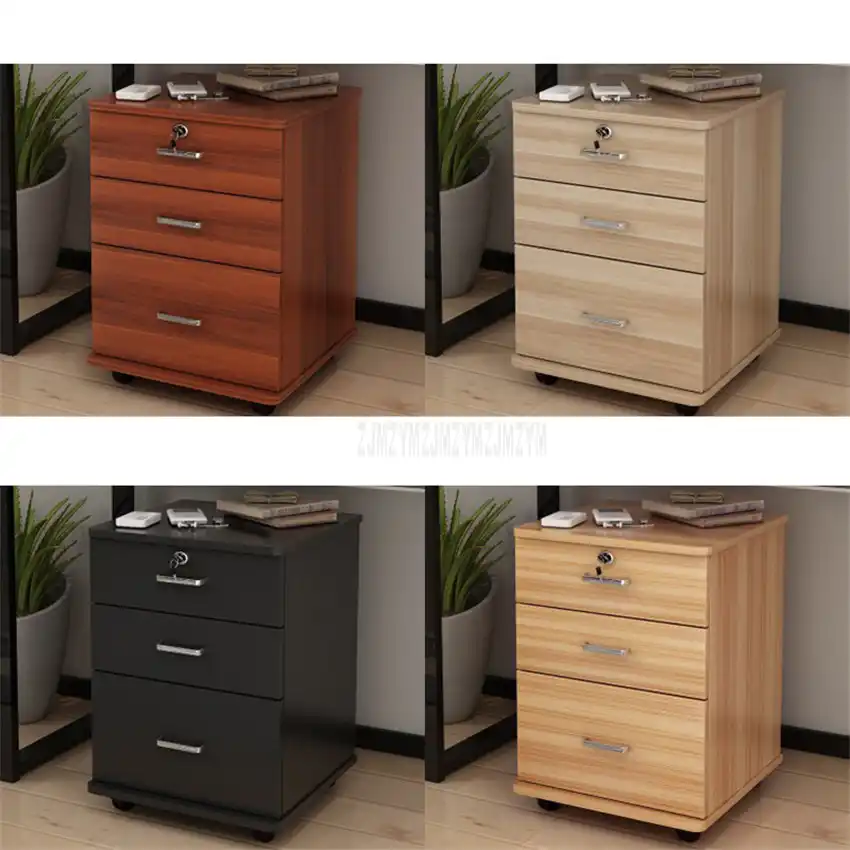 3 Drawer Wooden Office Cabinet File Storage Cabinet With Lock