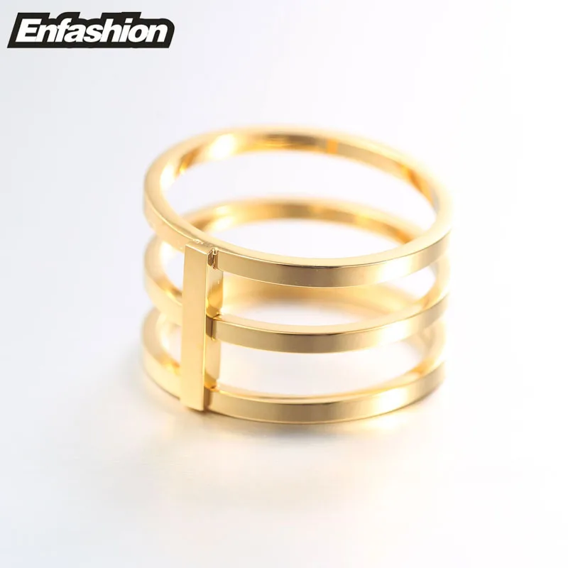 Enfashion 3 ряда многослойные кольца розовое золото цвет миди кольцо из нержавеющей