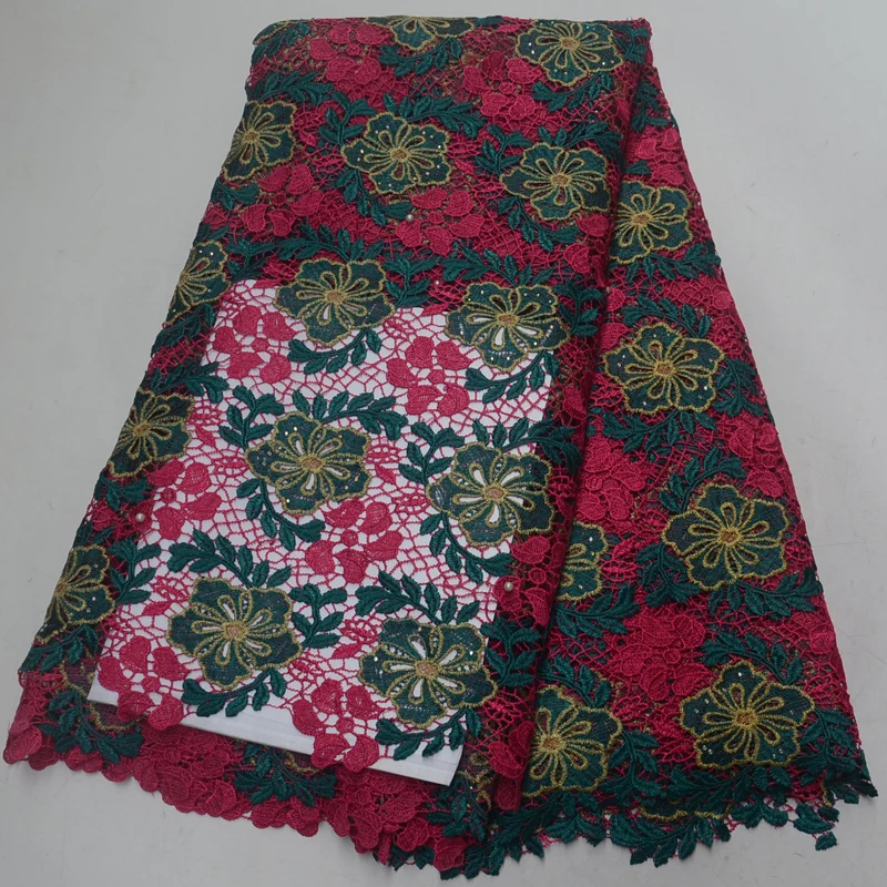

8 color high grade multi-colored African big cord lace fabric heavy guipure lace fabric with beautiful design for dress WLP017