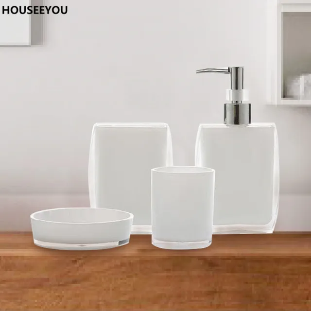 Bath Ensemble Bathroom Soap Dish Lotion Dispenser Toothbrush Holder Bath Ensemble Bathroom Soap Dish Lotion Dispenser Toothbrush Holder Cup Vanity 4 Pcs Set