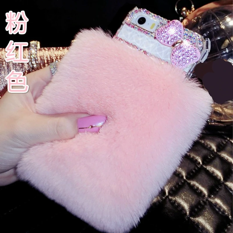 

for Huawei p8 p9 p10 p20 lite plus mate 7 8 9 10 Luxury Cute Rabbit Fur Diamond Lips Bow Rhinestones phone case cover