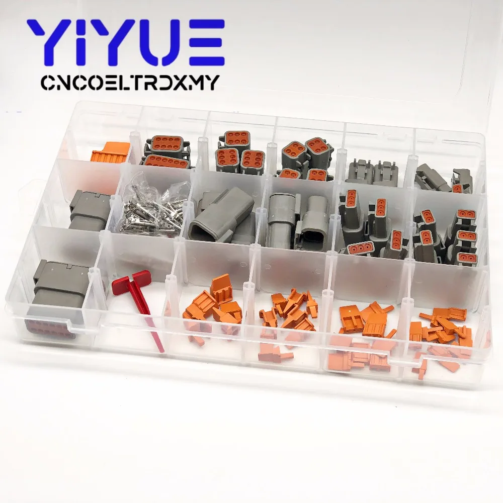 225 PCS Deutsch DTM Series Automotive Connector Kit with  Removal Tool 0411-240-2005 + 24 AWG to 18 AWG Crimp TerminalsPins (2)