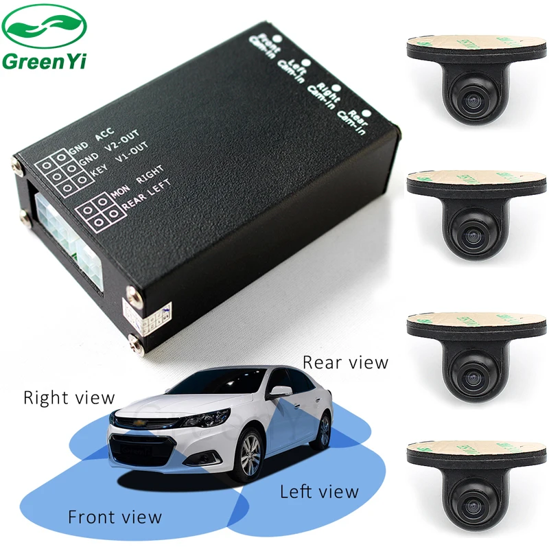 

4CH Parking Video Assistance 360 System. 360 Degrees 4 Way Front Rear Left Right Side Camera Switch System For Car Monitor