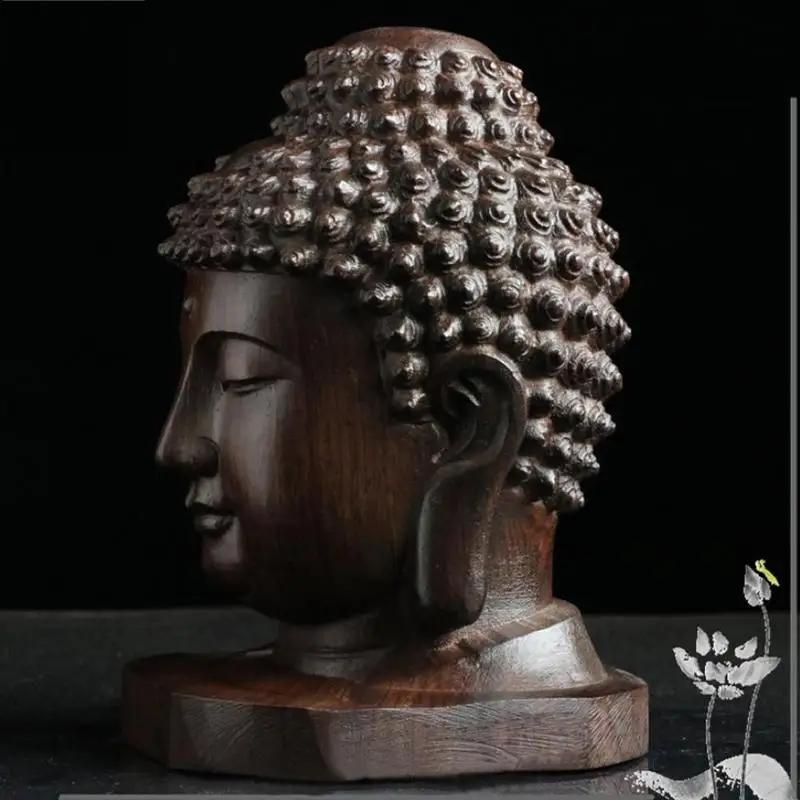 6 cm Buda estatua madera Sakyamuni Tathagata estatuilla caoba India Buda cabeza estatua artesanías decorativo Envío Directo