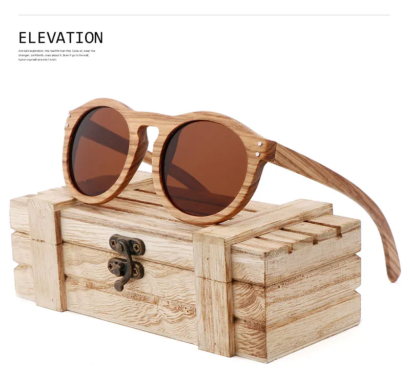 New 100% Real Zebra Wood Sun Glasses Women Round Wooden Sunglasses Men Polarized Lenses Driving UV400 Gafas de sol