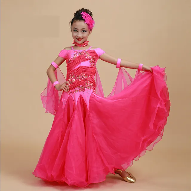 Children Standard Ballroom Dance Competition Dresses Waltz/Tango Dresses Kids for Sale Girls