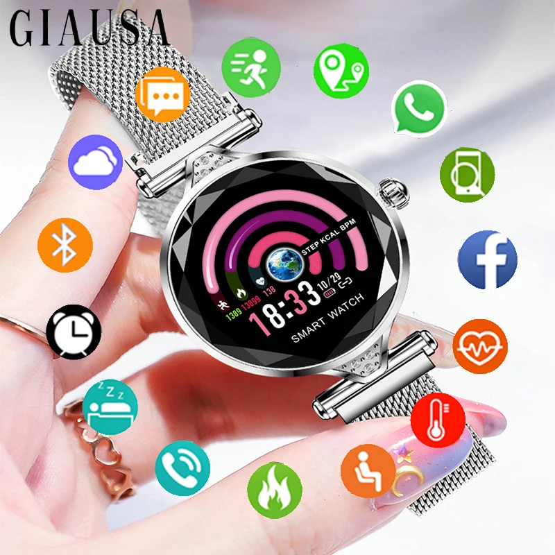 

2019 New Luxury Smart Watch Women Sport IP67 Waterproof Bluetooth For Android IOS Iphone Smartwatch Gift For Girlfriend