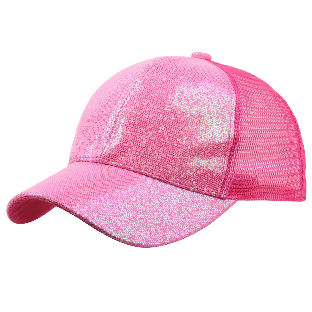 Glitter Ponytail Baseball Cap Unisex Sequins Shiny Hat Sun Caps Mesh Summer Hat Female Adjustable Hip Hop#Zer