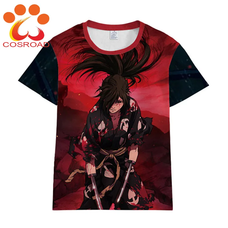 Cosroad Anime Dororo Cosplay T-shirt Hyakkimaru T-Shirt Short Sleeve Summer Tees Tops | Тематическая одежда и униформа