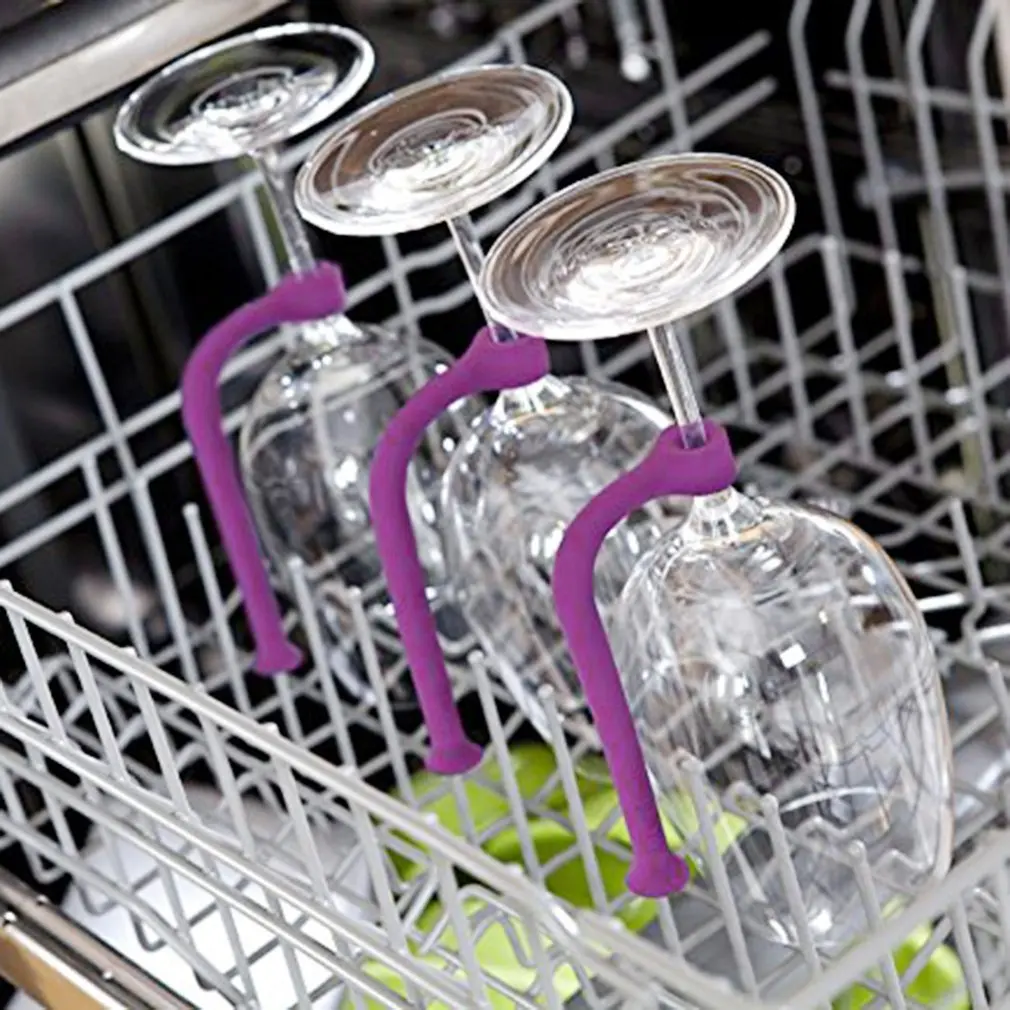 

1PCS Stemware Saver Flexible Silicone Wine Glass Rack Dishwasher Attachment Stemware Stabilizer Holder Maintenance Store