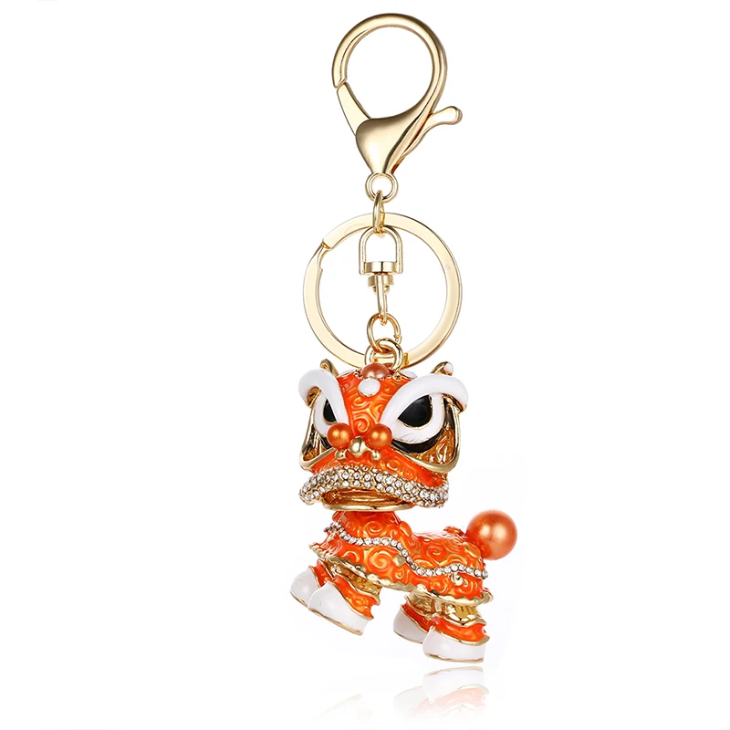 

China lion dance style popular alloy ornament drop key lion unicorn jewelry ysk044