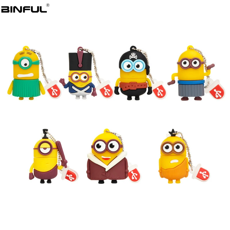 

Popular Usb Stick Cartoon Various Styles Little Yellow Man Usb Flash Drive 128GB 64GB 32GB 16GB Pen Drive 8GB 4GB Pendrive Gift