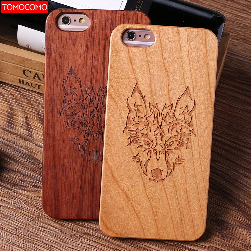

TOMOCOMO For iPhone 5 5S 6 6S 7 7Plus 8 8Plus X XS Max Wolf Printed Wood Case For SAMSUNG S7 Edge S8 plus S9 S9 Plus Fundas