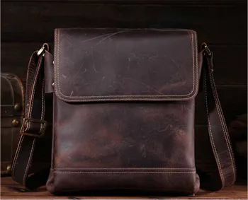 

ALAVCHNV new retro top layer crazy horse leather men's multi-function shoulder diagonal bag 9065