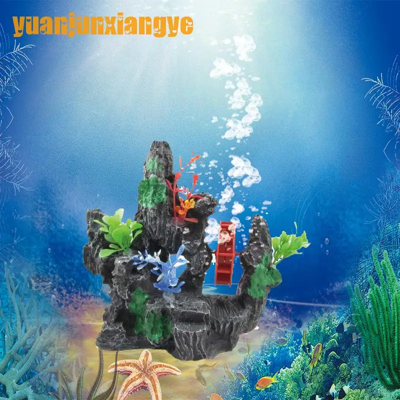 

Home Fish Aquatic Pet Supplies Decorations resin decorativer marbles Simulation Cave Aquarium Landscaping Water wheel
