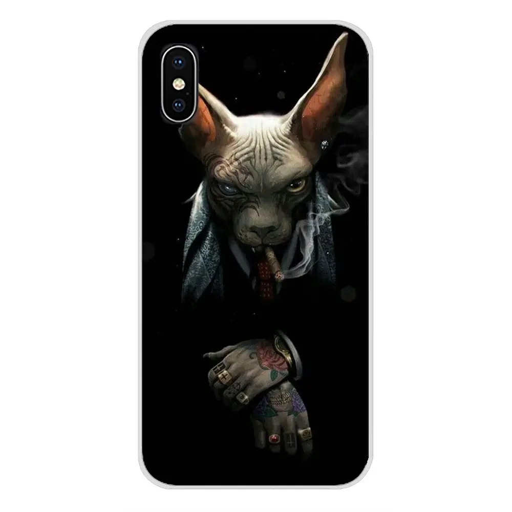 Чехол для Apple iPhone X XR XS MAX 4 4S 5 5S 5C SE 6 6S 7 8 Plus ipod touch Tattoo Sphinx Cat аксессуары чехлы