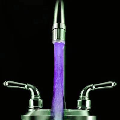 RGB ABS LED Water Faucet Light Colorful Changing Glow Shower Head Kitchen Tap Aerators Chrome Brass Female Water Saving Aerator