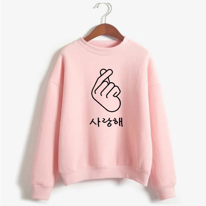 Got7 Hangul толстовка с круглым вырезом для женщин Kpop Стиль пуловер с длинными рукавами толстовки осень зима теплый флис женская одежда - Цвет: 5