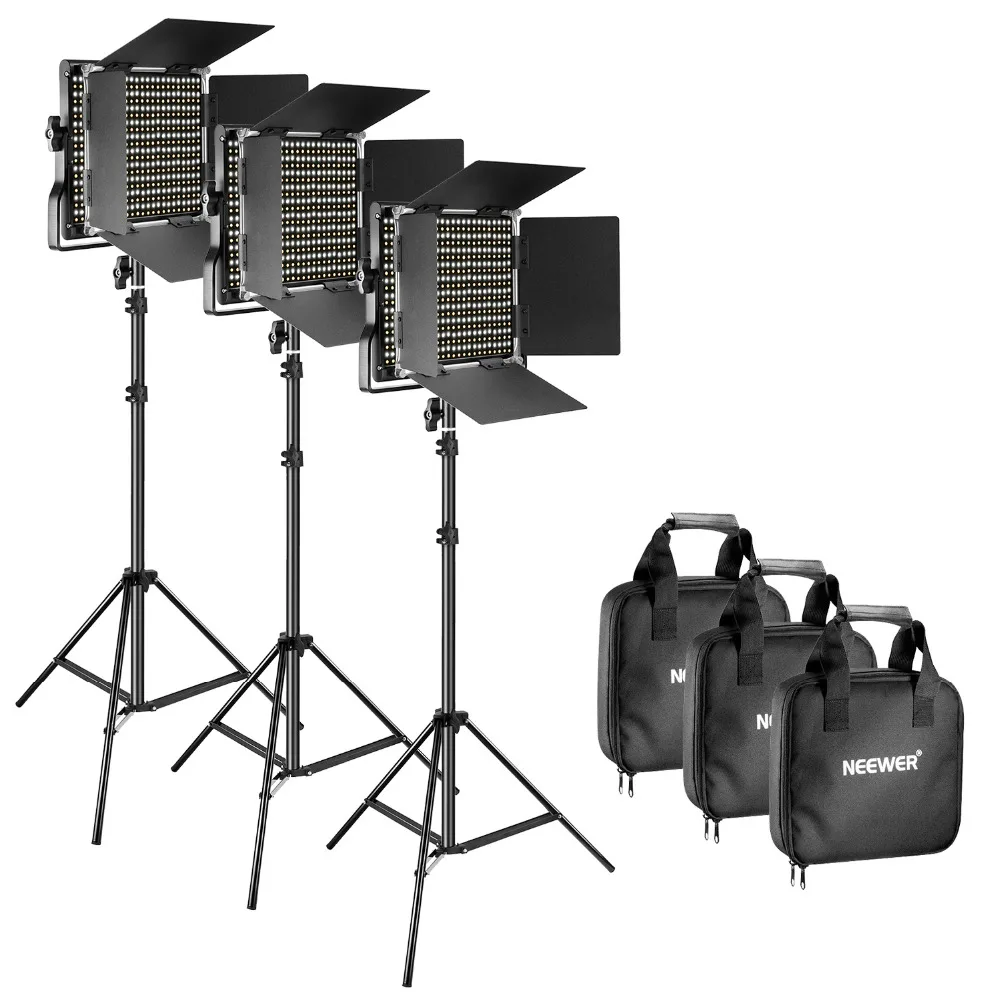

Neewer 3 Pieces Bi-color 660 LED Video Light and Stand Kit for Studio Photography Video Shooting Dimmable Light 75" Light Stand