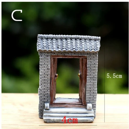 Китайский античный мини-дом в стиле ретро, микро-Волшебные садовые фигурки, миниатюры/Террариум, винтажный домашний декор, украшения, сделай сам - Цвет: C