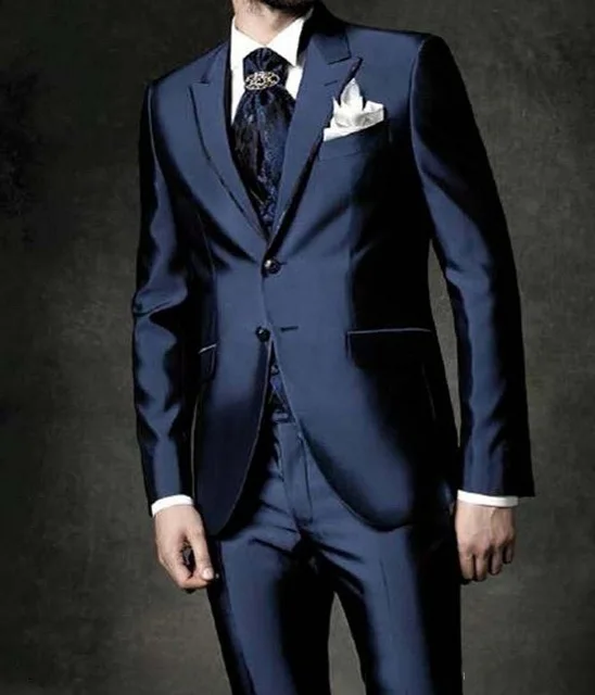 Faits Bal Élégantveste Mens Gilet Partie Italien The 3 Parti Pantalon Made De Image Mesure La Smokings Mariage Costumes Bleu Pour custom Pièces Sur CravateAs Foncé XPOkiTZu