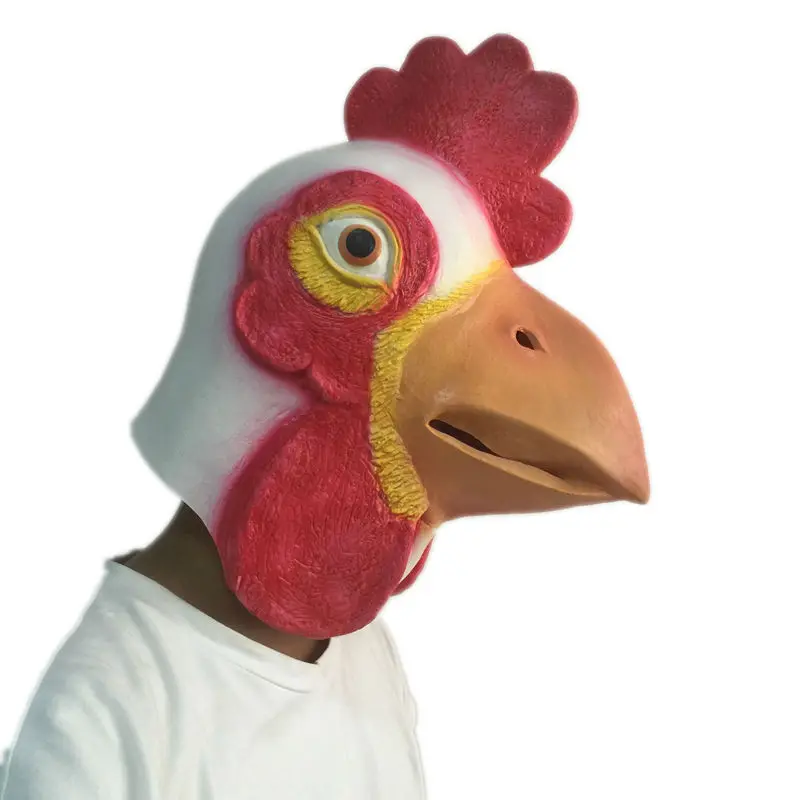 Chicken Head Latex Mask Full Face Halloween Creepy Animal Rubber Masks