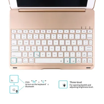 

Aluminum Bluetooth Keyboard Folio Cover Case for iPad Air 2 iPad Pro 9.7 Inch HSJ-19