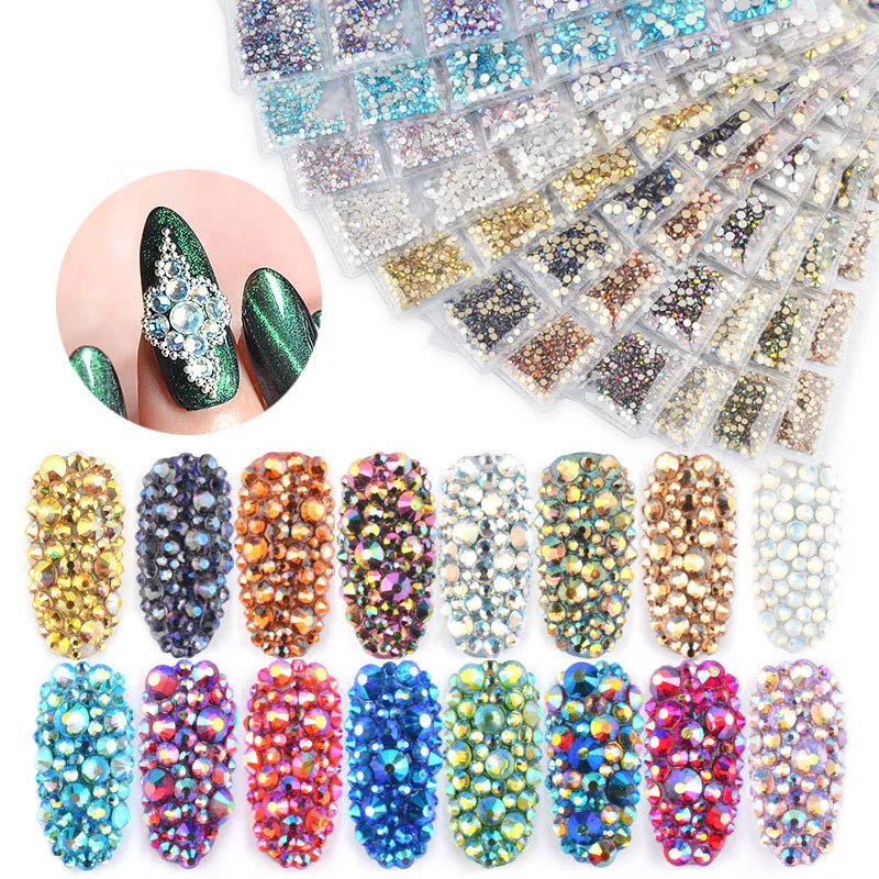 

1 Set Of 6 Packs Mixed Size 3D Ultra-thin Nail Diamond Decoration Nail Sequins DIY Tips Dazzling Glitter Nail Decoration