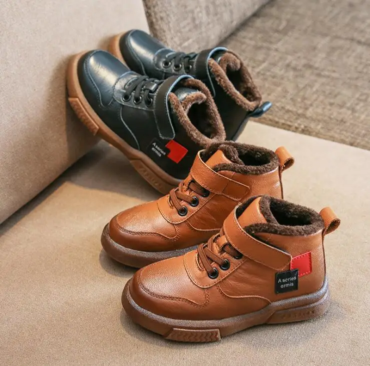 

Winter Kids Martin Shoes Children's Boots New Korean Wild Genuine Leather Boys and Girls Short Boots Inner length 16.6-22.3cmm