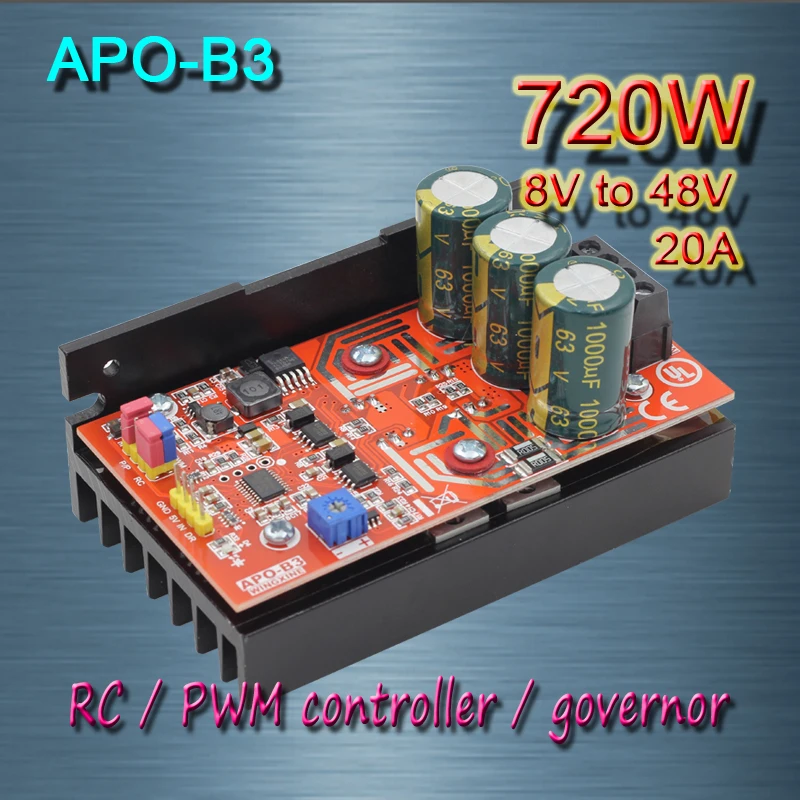 Motor de Escova Controlador + rc + Controlador de Velocidade Frete Grátis Esc Pwm 720 w Max – 8 V-48 v Apo-b3 dc 20a